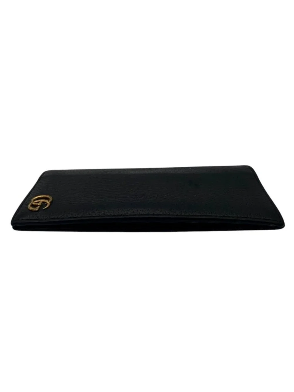 Gucci Wallet GG Marmont Bifold Billfold Leather Black Gold Interlocking Classic